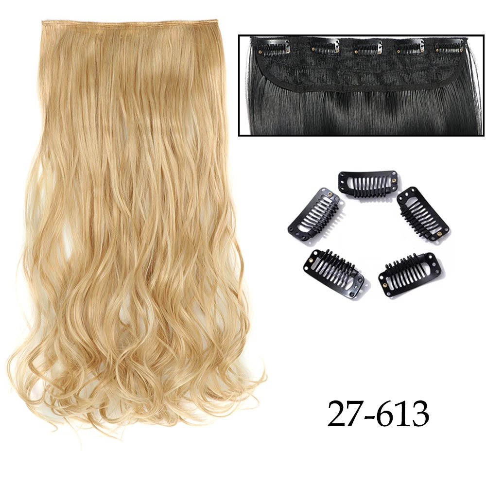 Hairstar 24" Long Straight Curly One Piece 5clips Clip in Hair Extensions synthetic hairpieces for woman