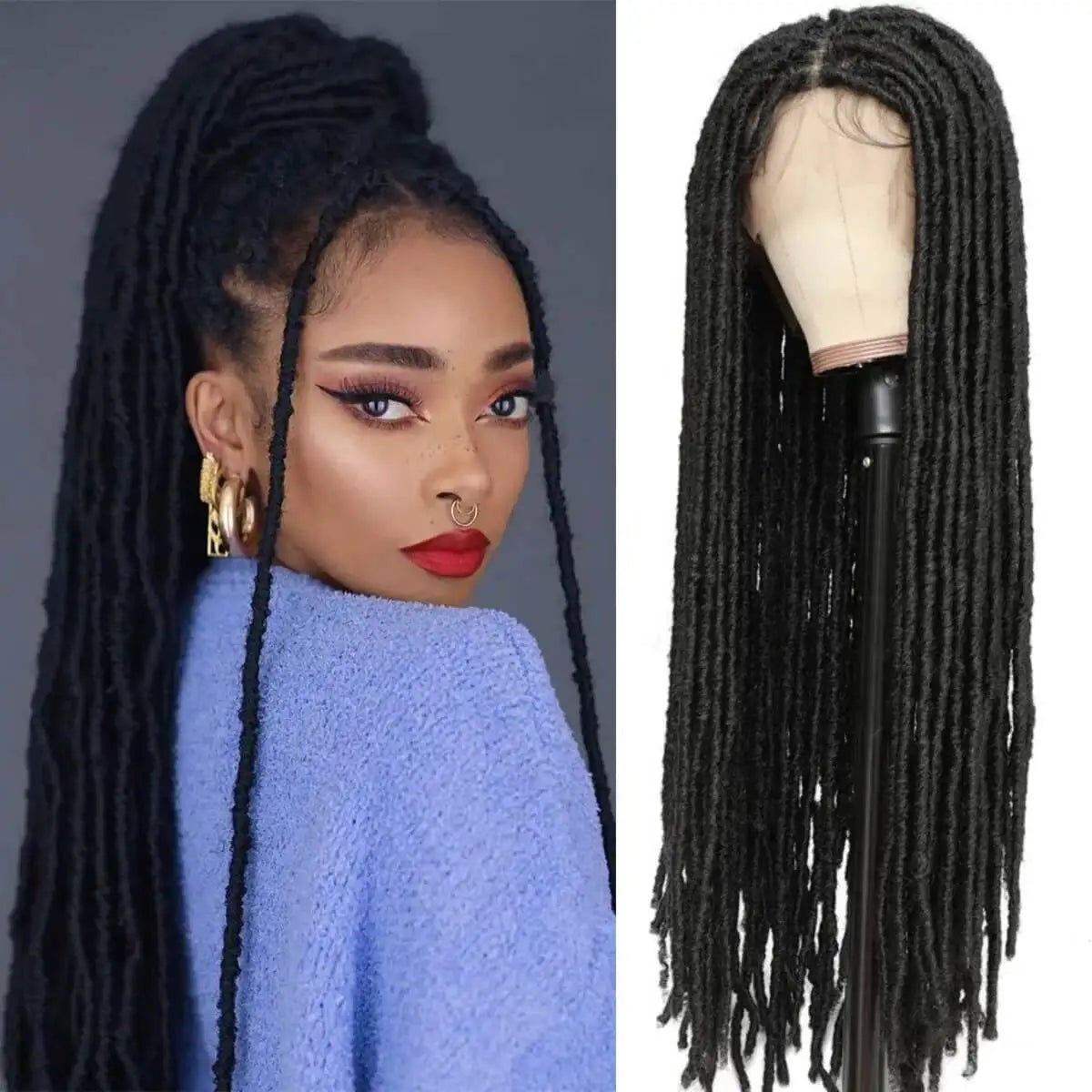 Synthetic Long Bohemian Braided Wigs Boho Box Braid Wigs for Black Women Twisted Braids Full Lace Braided Wigs with Baby Hair