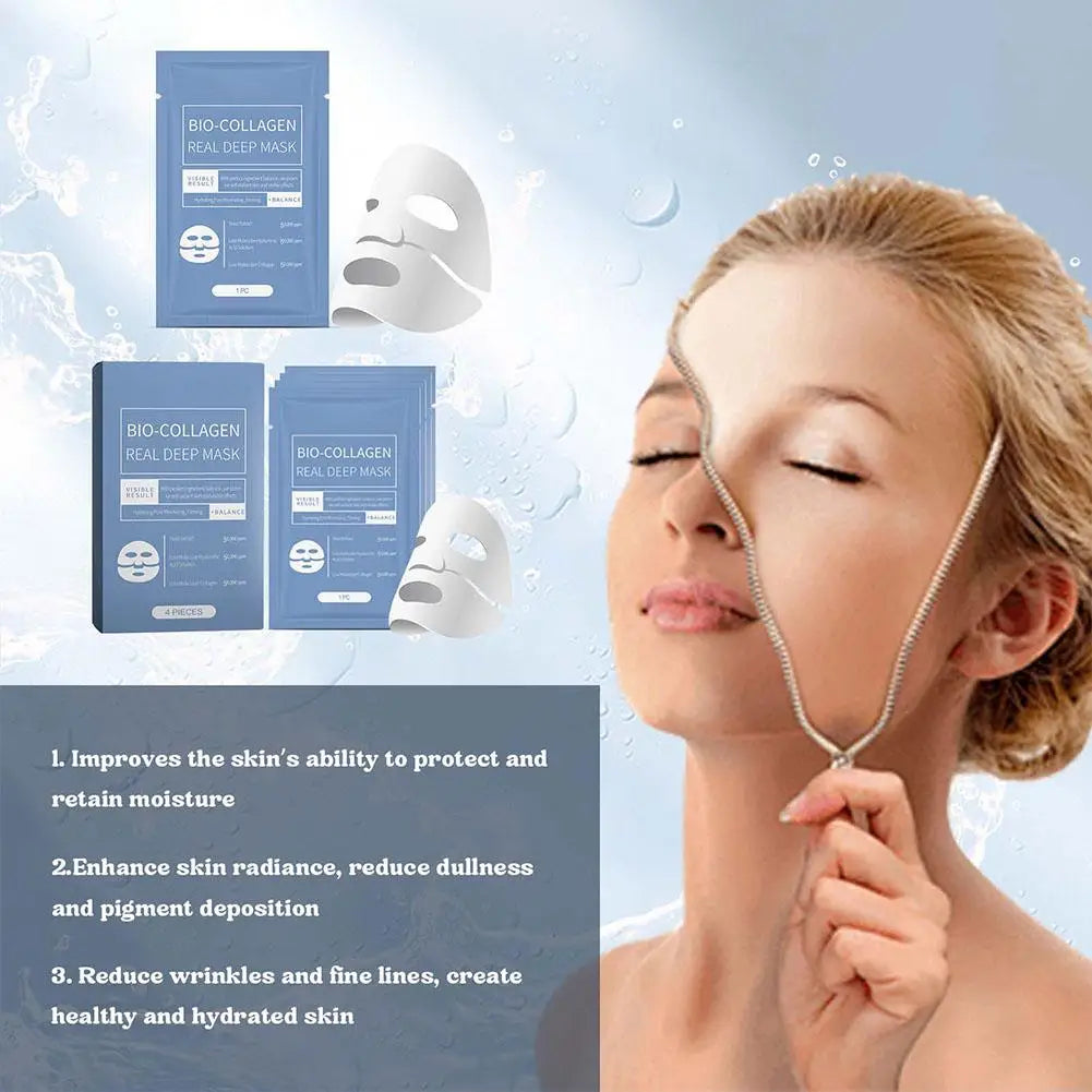 Bio Collagen Real Deep Mask Shrink Pores Deep Hydrating Overnight Face Mask Moisturizing Refreshing Brightening Face Skin Care