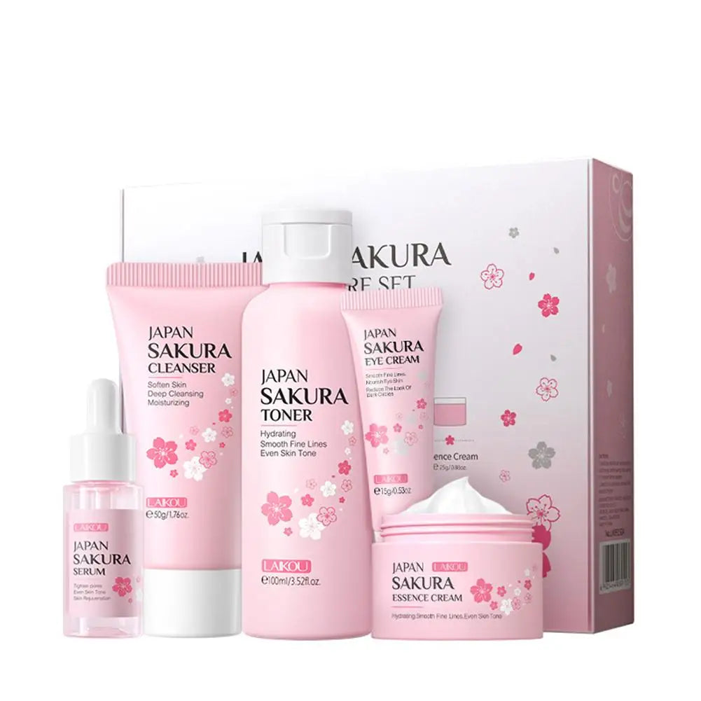 Sakura Skin Care Set – Complete Hydrating & Brightening Kit: : toner, serum, cream & more. Hydration, glow & anti-aging in one elegant gift box.