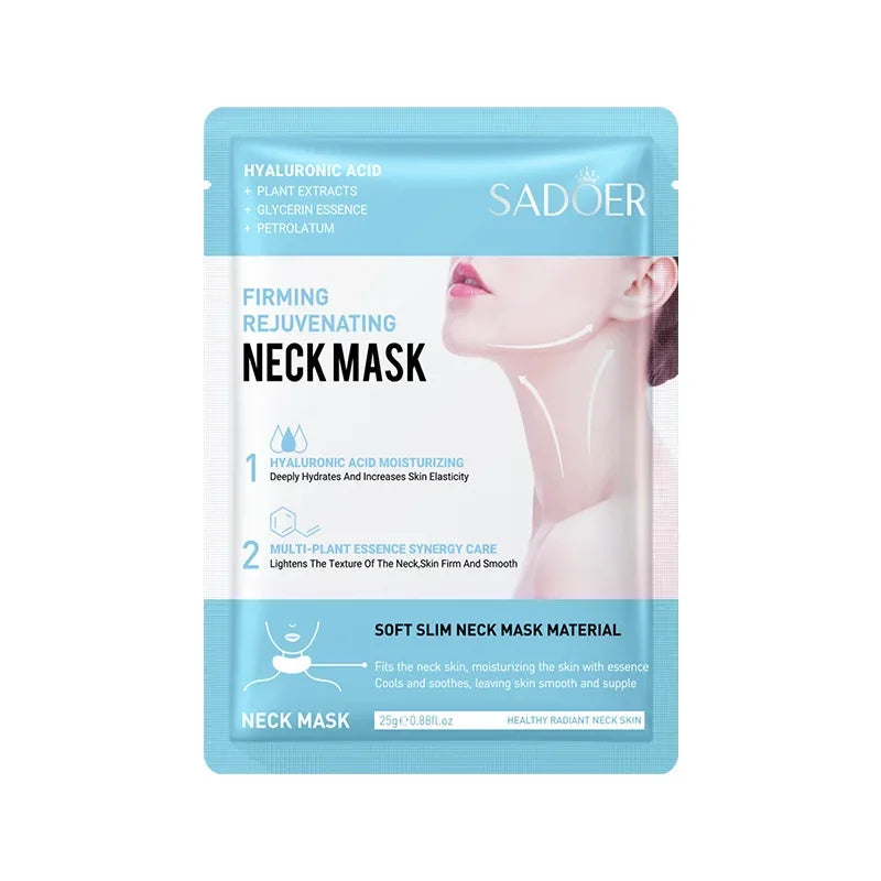 SADOER Hyaluronic Acid Neck Mask – Collagen Firming & Brightening (10pcs) Nourish & firm your neck with SADOER hyaluronic acid masks.