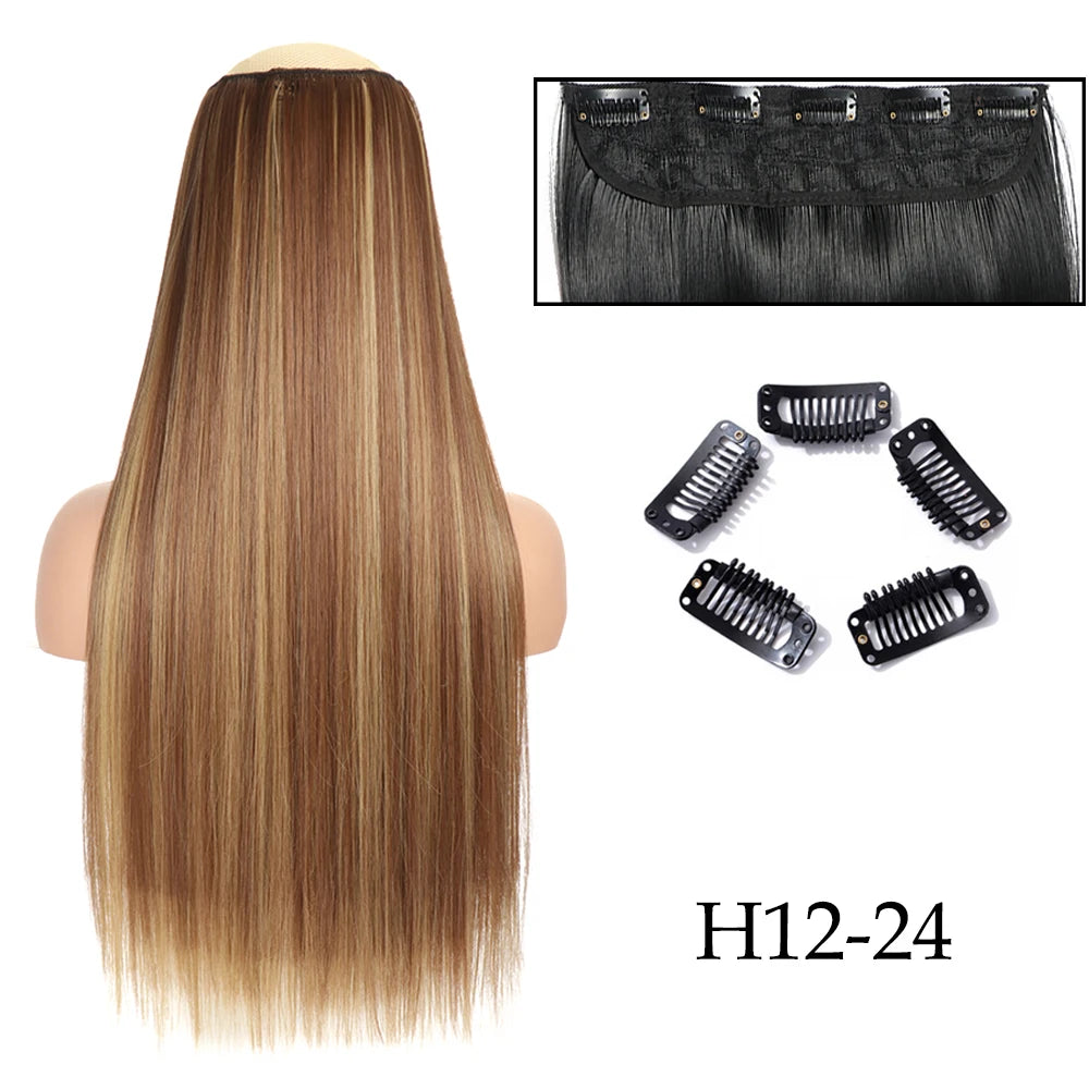 Hairstar 24" Long Straight Curly One Piece 5clips Clip in Hair Extensions synthetic hairpieces for woman