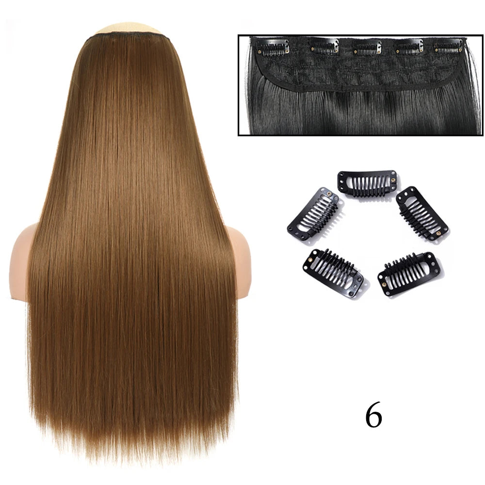 Hairstar 24" Long Straight Curly One Piece 5clips Clip in Hair Extensions synthetic hairpieces for woman
