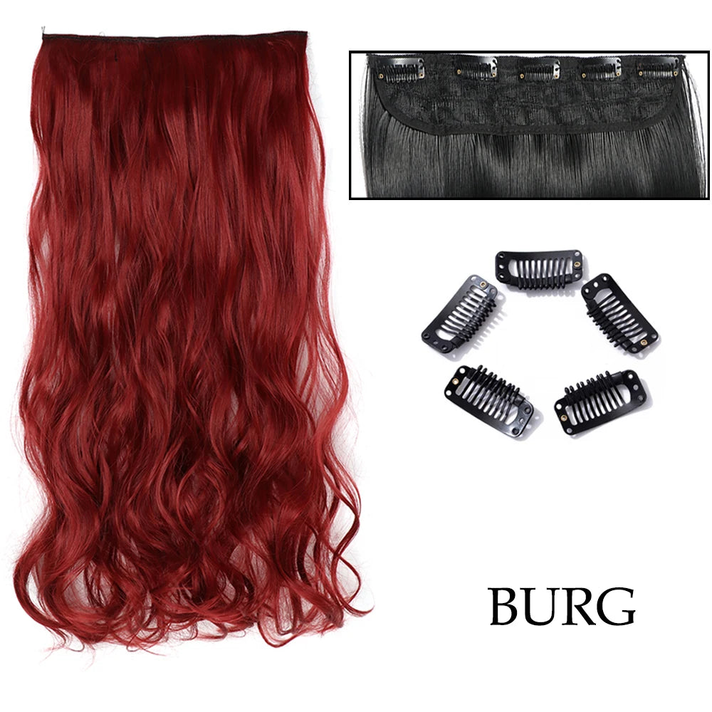 Hairstar 24" Long Straight Curly One Piece 5clips Clip in Hair Extensions synthetic hairpieces for woman