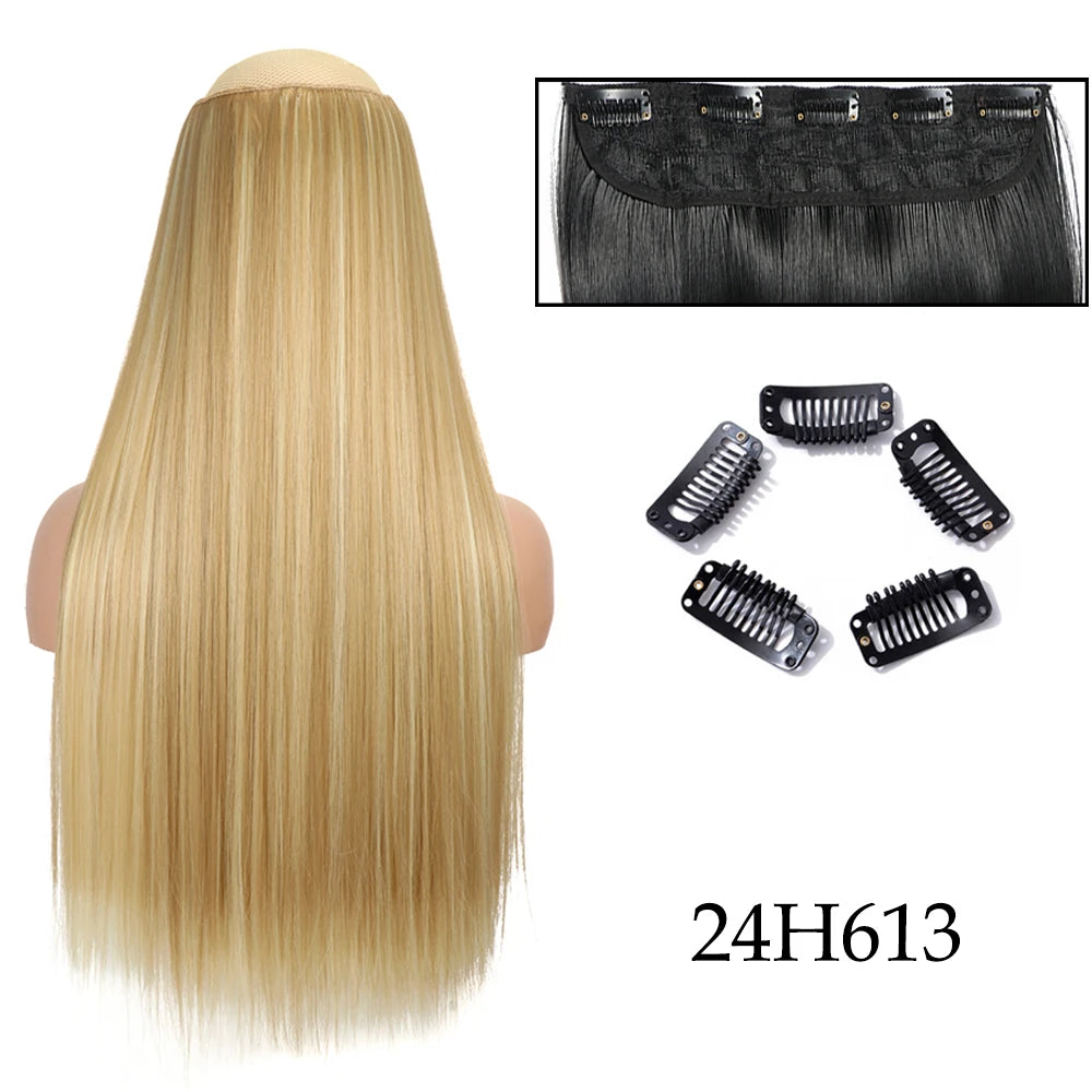Hairstar 24" Long Straight Curly One Piece 5clips Clip in Hair Extensions synthetic hairpieces for woman