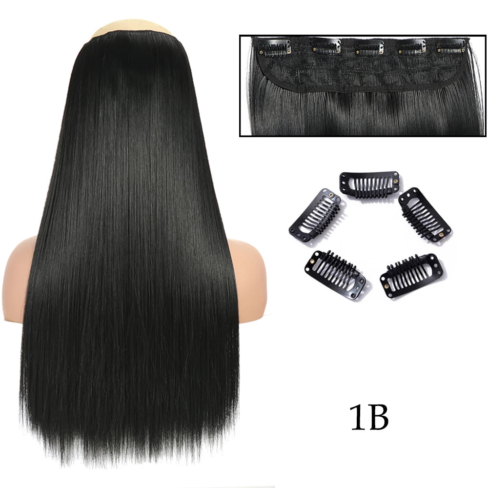 Hairstar 24" Long Straight Curly One Piece 5clips Clip in Hair Extensions synthetic hairpieces for woman
