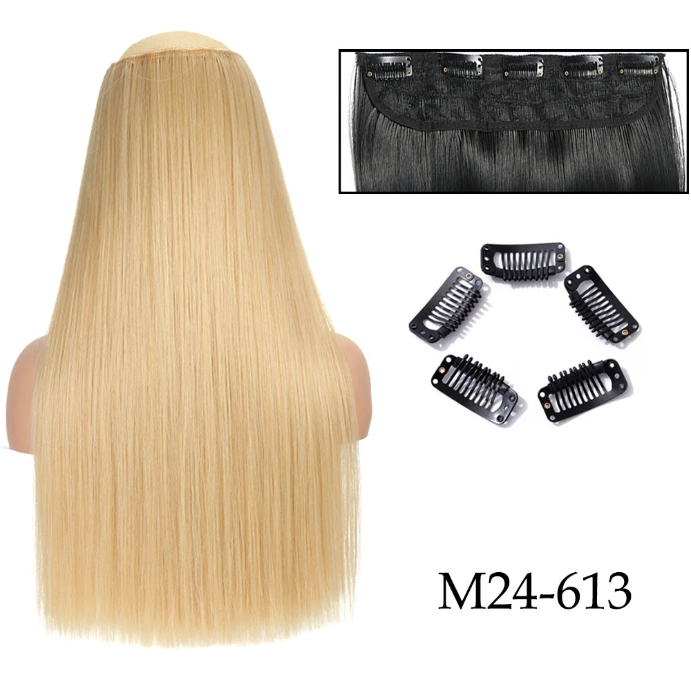 Hairstar 24" Long Straight Curly One Piece 5clips Clip in Hair Extensions synthetic hairpieces for woman