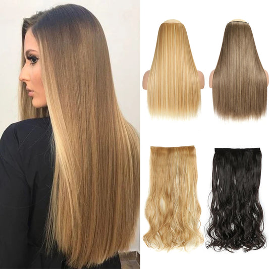 Hairstar 24" Long Straight Curly One Piece 5clips Clip in Hair Extensions synthetic hairpieces for woman