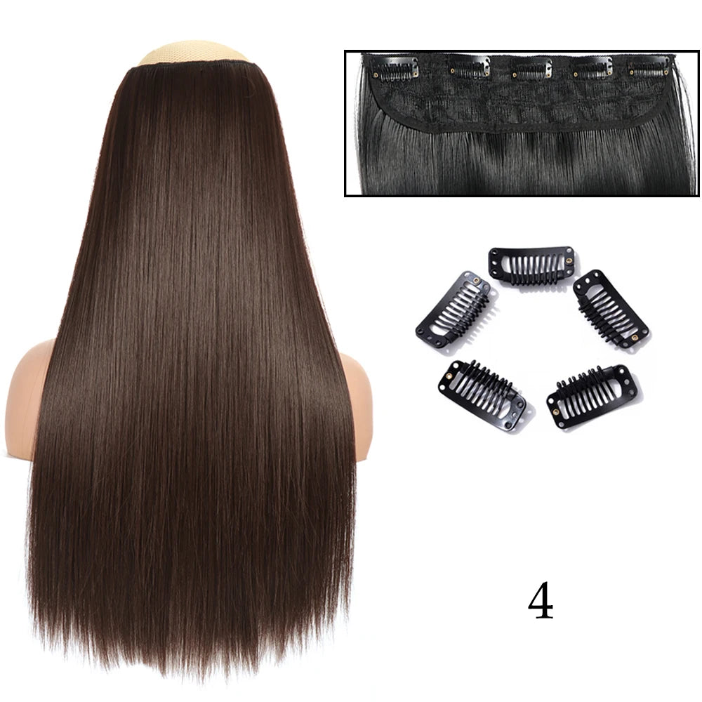 Hairstar 24" Long Straight Curly One Piece 5clips Clip in Hair Extensions synthetic hairpieces for woman
