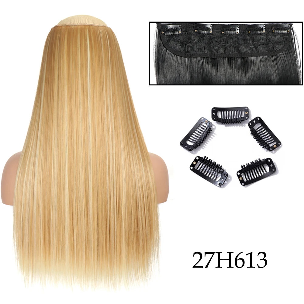 Hairstar 24" Long Straight Curly One Piece 5clips Clip in Hair Extensions synthetic hairpieces for woman