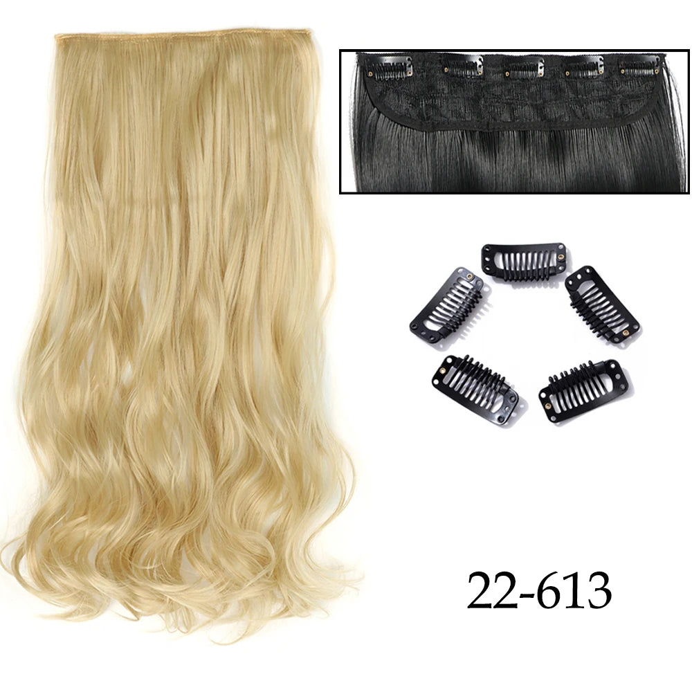 Hairstar 24" Long Straight Curly One Piece 5clips Clip in Hair Extensions synthetic hairpieces for woman