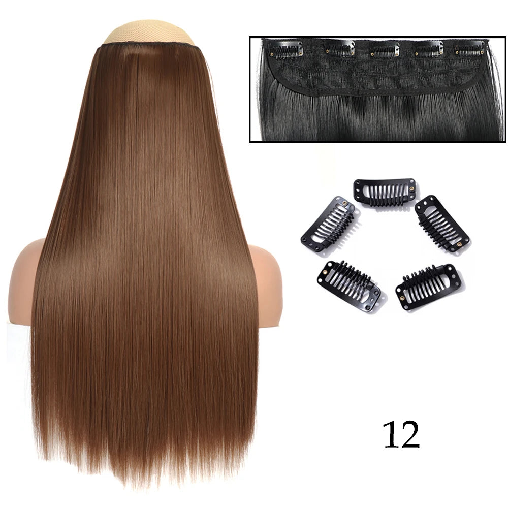 Hairstar 24" Long Straight Curly One Piece 5clips Clip in Hair Extensions synthetic hairpieces for woman