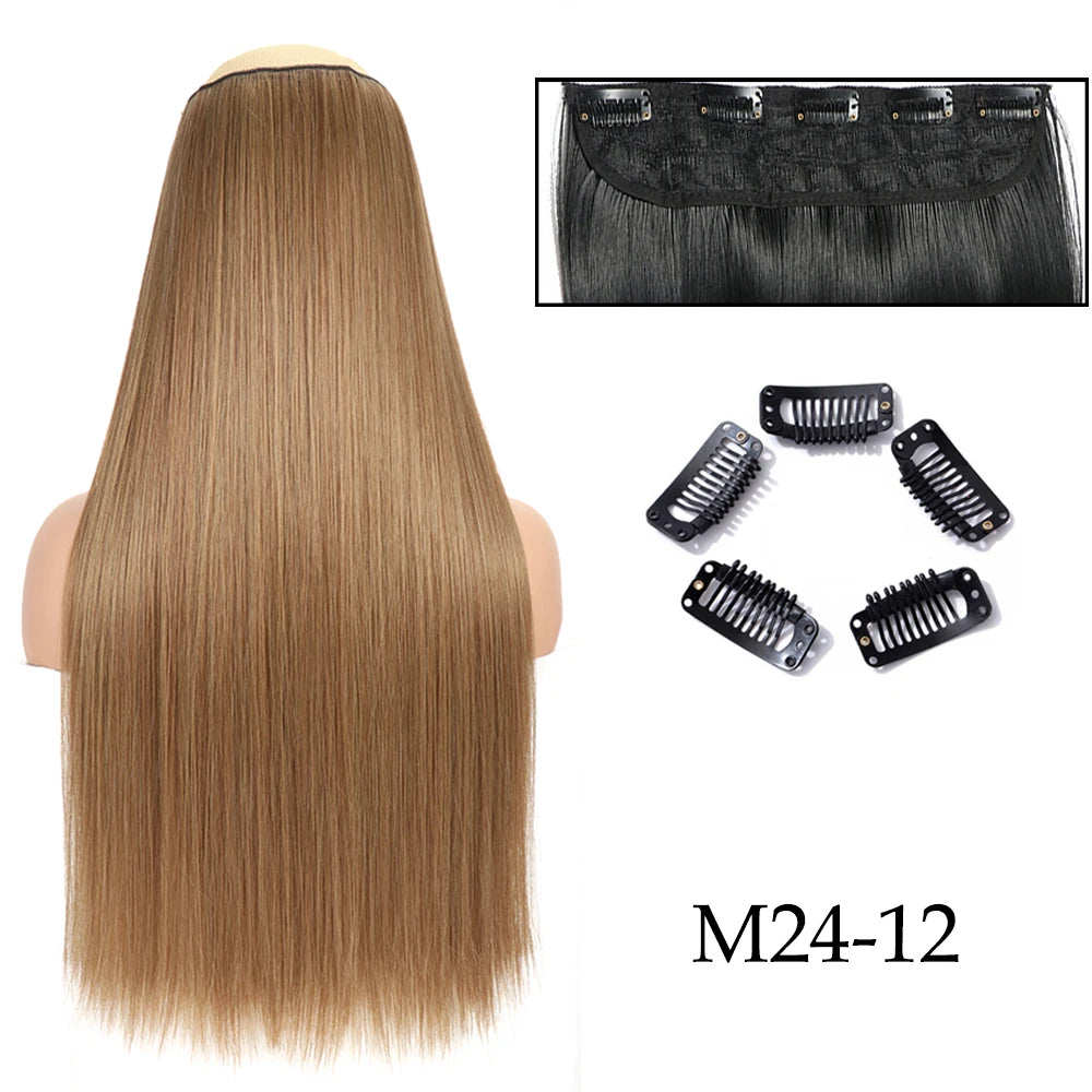 Hairstar 24" Long Straight Curly One Piece 5clips Clip in Hair Extensions synthetic hairpieces for woman