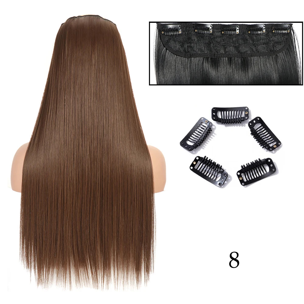 Hairstar 24" Long Straight Curly One Piece 5clips Clip in Hair Extensions synthetic hairpieces for woman