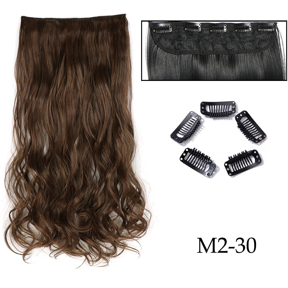 Hairstar 24" Long Straight Curly One Piece 5clips Clip in Hair Extensions synthetic hairpieces for woman