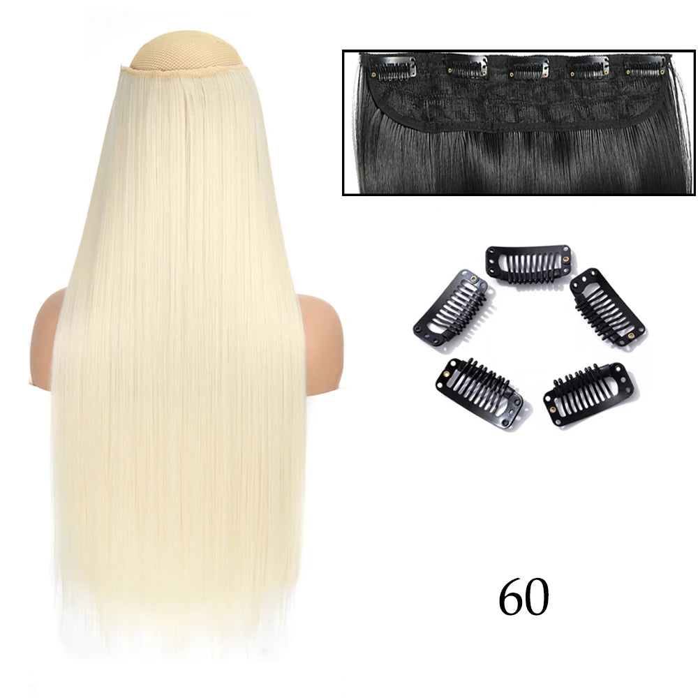 Hairstar 24" Long Straight Curly One Piece 5clips Clip in Hair Extensions synthetic hairpieces for woman