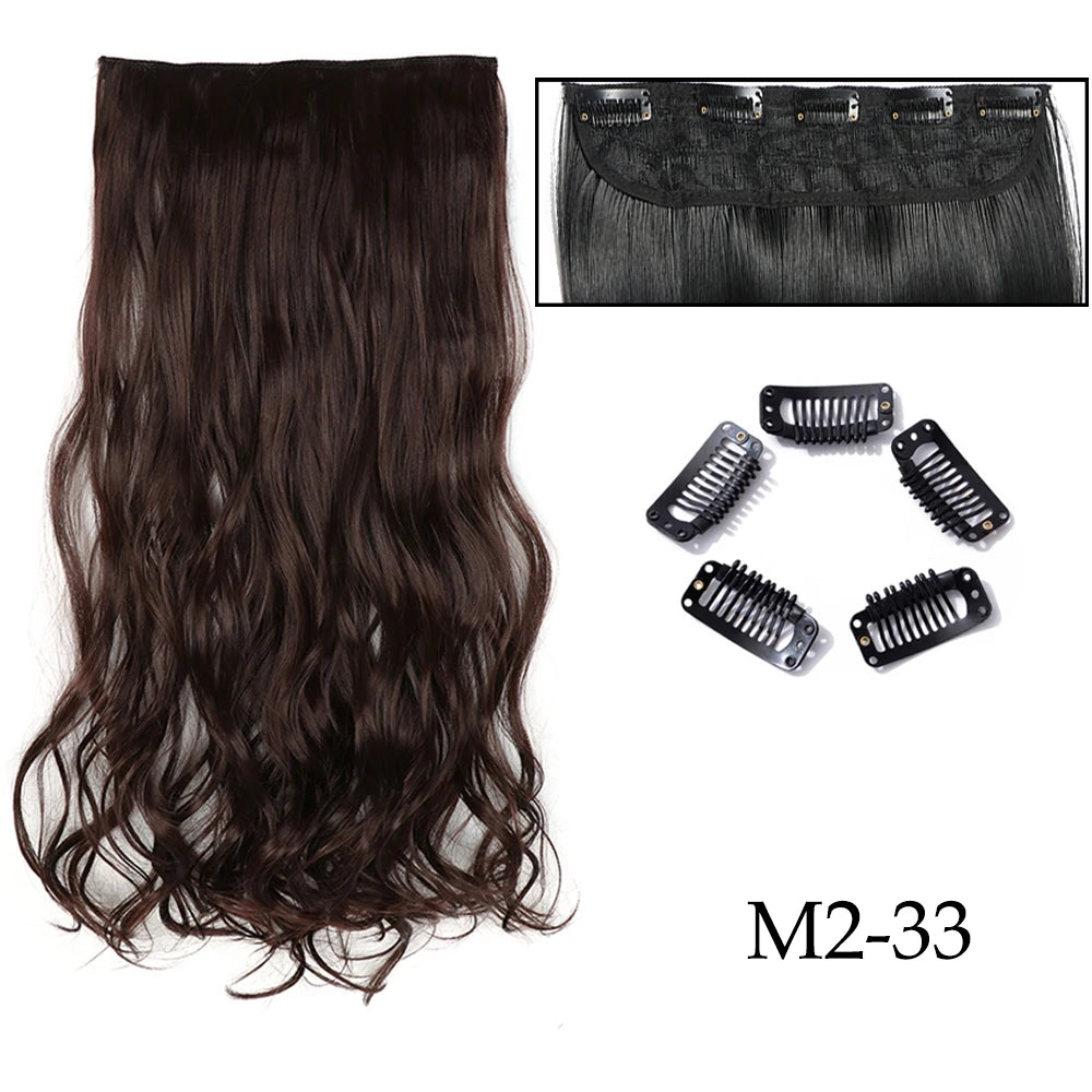 Hairstar 24" Long Straight Curly One Piece 5clips Clip in Hair Extensions synthetic hairpieces for woman