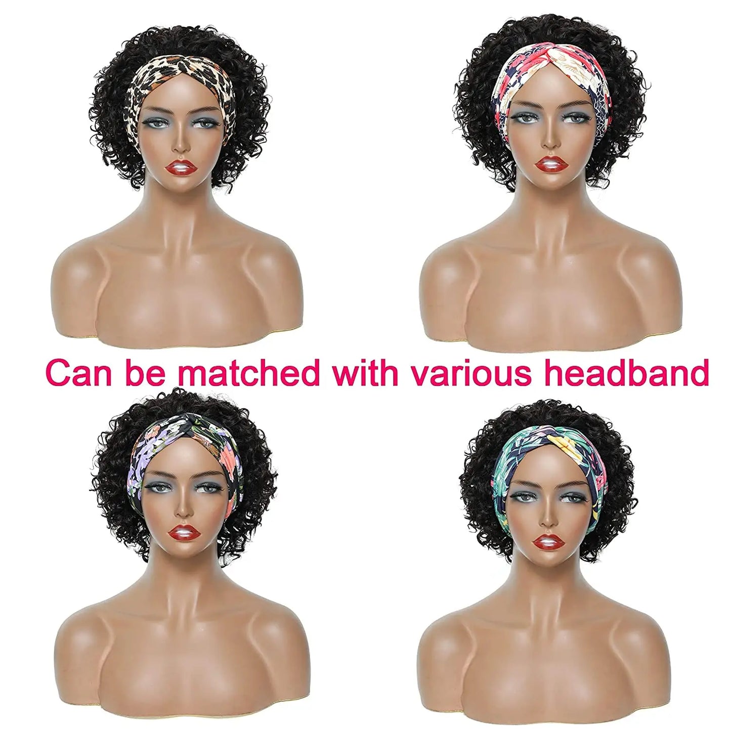 Headband Wig Human Hair Kinky Curly Wig Pixie Cut Wig Human Hair Wigs For Women Human Hair Curly Hair Perruque Cheveux Humain