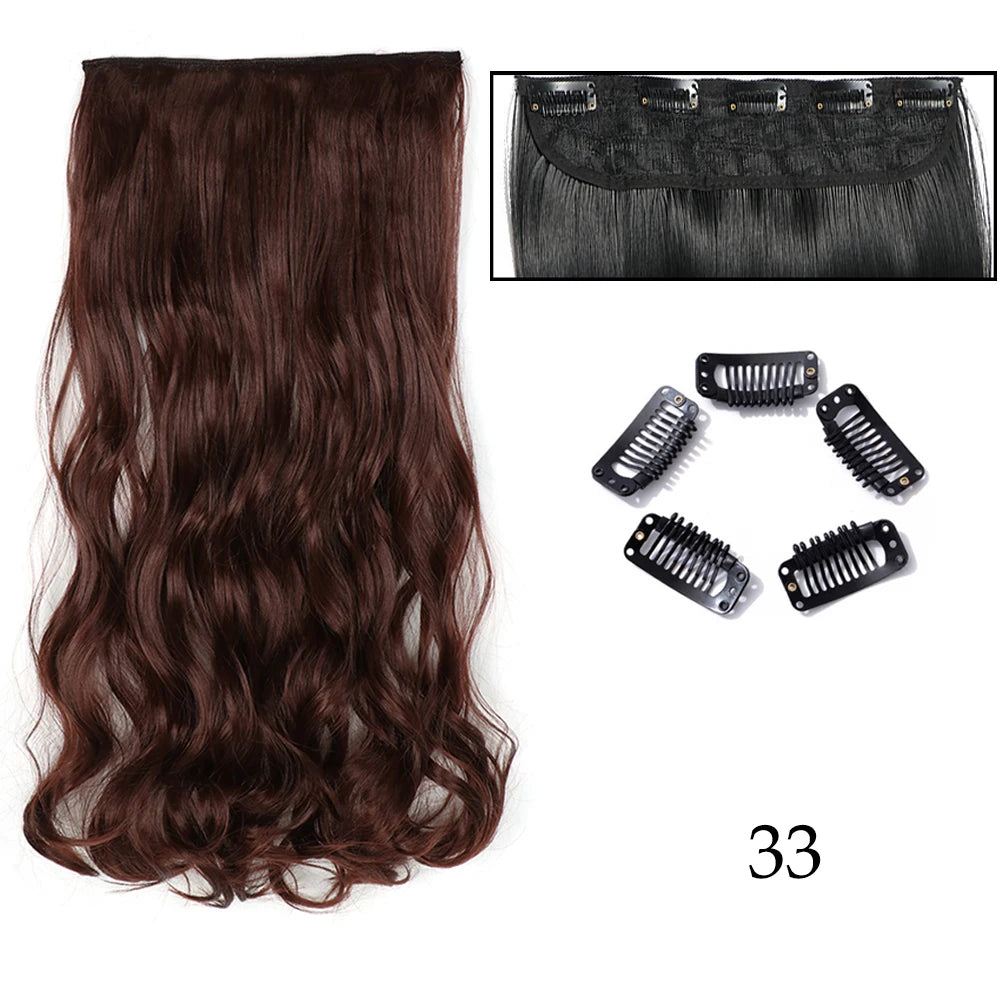 Hairstar 24" Long Straight Curly One Piece 5clips Clip in Hair Extensions synthetic hairpieces for woman