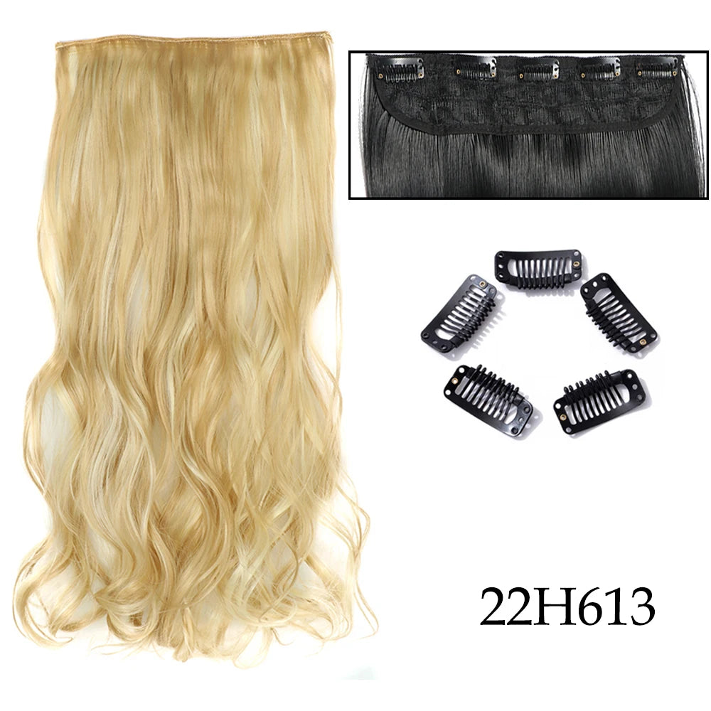 Hairstar 24" Long Straight Curly One Piece 5clips Clip in Hair Extensions synthetic hairpieces for woman