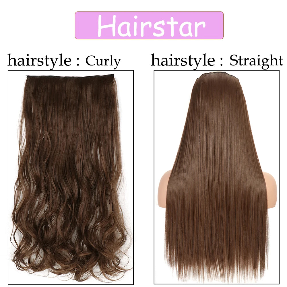 Hairstar 24" Long Straight Curly One Piece 5clips Clip in Hair Extensions synthetic hairpieces for woman