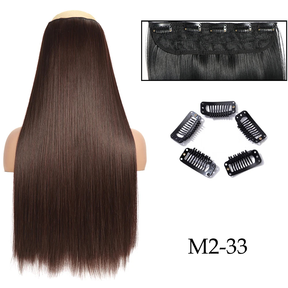 Hairstar 24" Long Straight Curly One Piece 5clips Clip in Hair Extensions synthetic hairpieces for woman