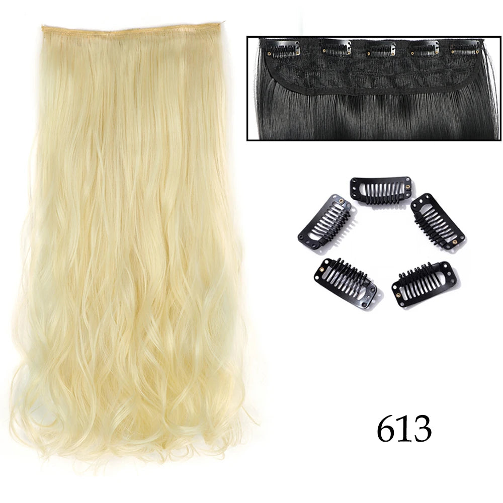 Hairstar 24" Long Straight Curly One Piece 5clips Clip in Hair Extensions synthetic hairpieces for woman