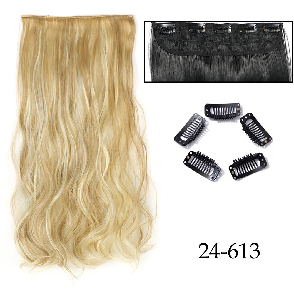Hairstar 24" Long Straight Curly One Piece 5clips Clip in Hair Extensions synthetic hairpieces for woman