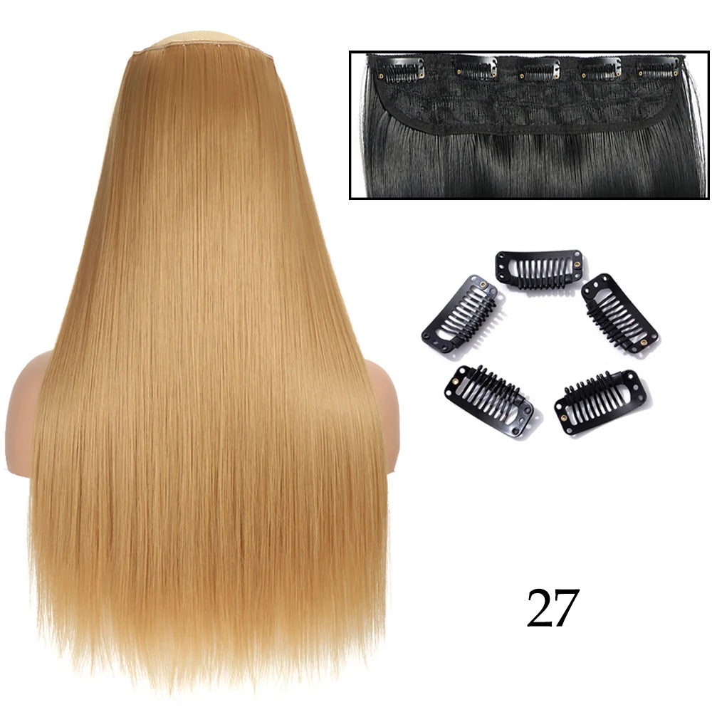 Hairstar 24" Long Straight Curly One Piece 5clips Clip in Hair Extensions synthetic hairpieces for woman