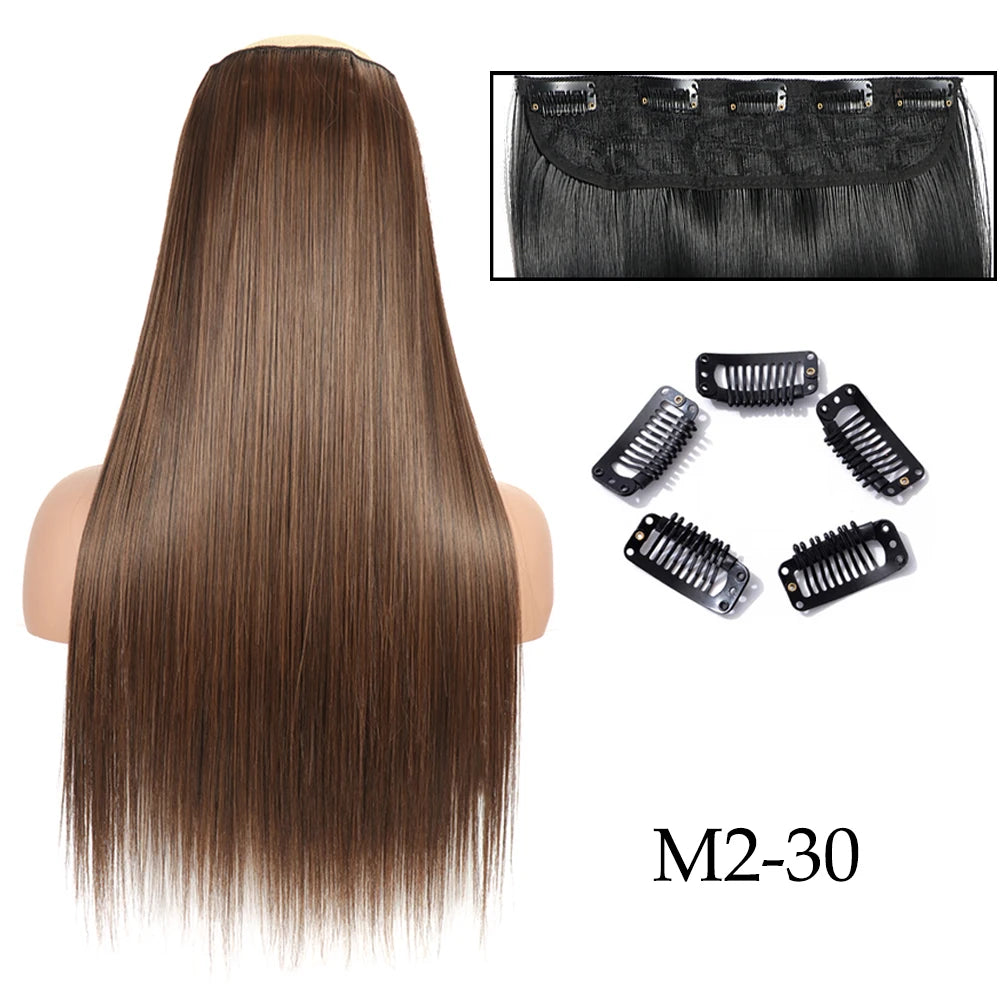 Hairstar 24" Long Straight Curly One Piece 5clips Clip in Hair Extensions synthetic hairpieces for woman