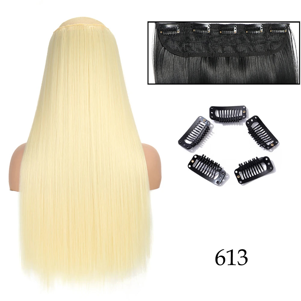 Hairstar 24" Long Straight Curly One Piece 5clips Clip in Hair Extensions synthetic hairpieces for woman