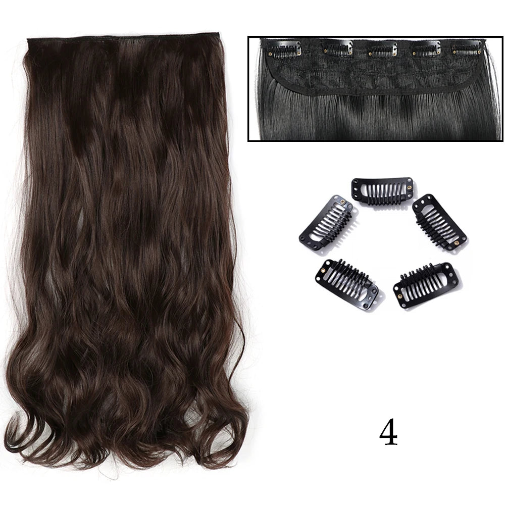 Hairstar 24" Long Straight Curly One Piece 5clips Clip in Hair Extensions synthetic hairpieces for woman