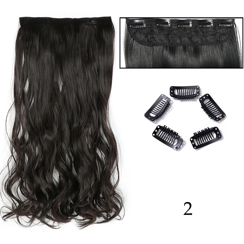 Hairstar 24" Long Straight Curly One Piece 5clips Clip in Hair Extensions synthetic hairpieces for woman