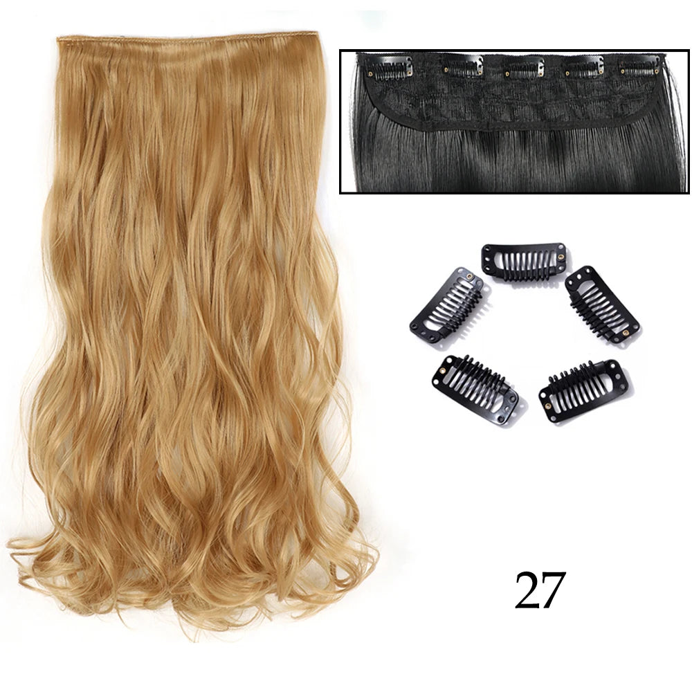 Hairstar 24" Long Straight Curly One Piece 5clips Clip in Hair Extensions synthetic hairpieces for woman