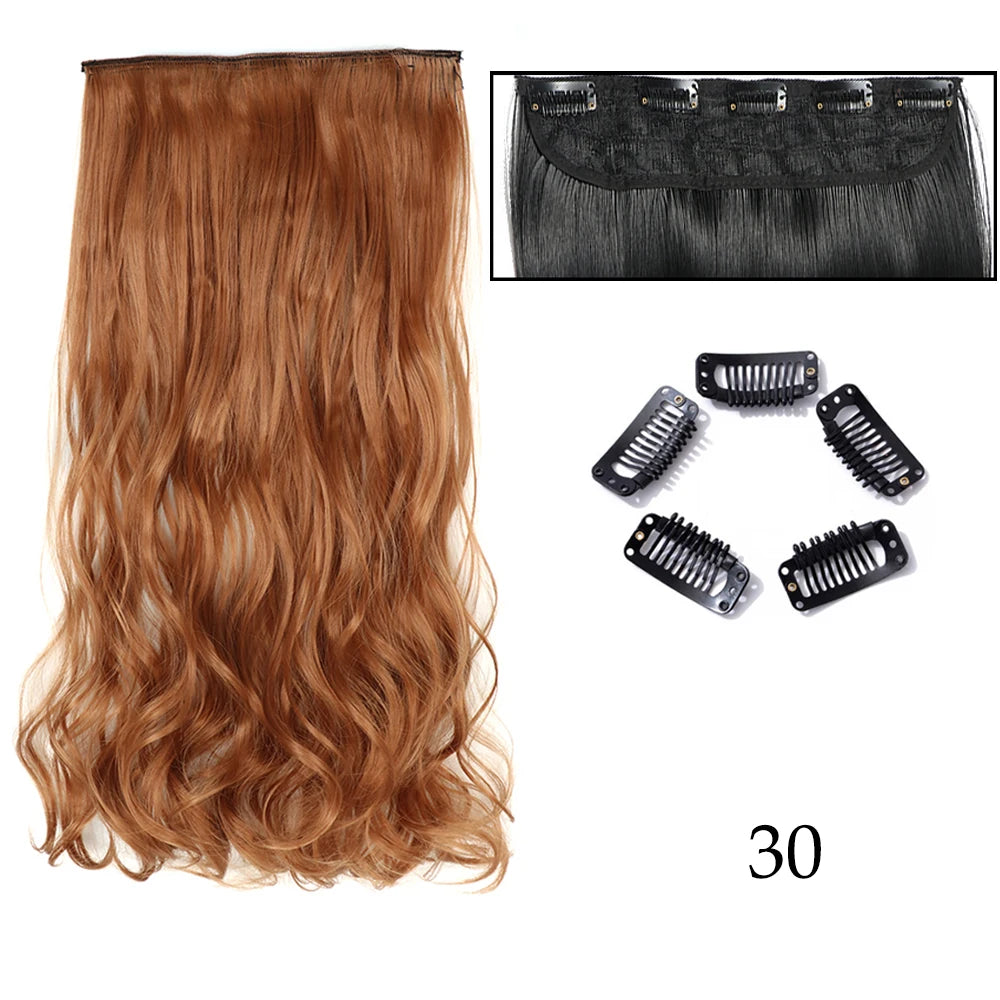 Hairstar 24" Long Straight Curly One Piece 5clips Clip in Hair Extensions synthetic hairpieces for woman