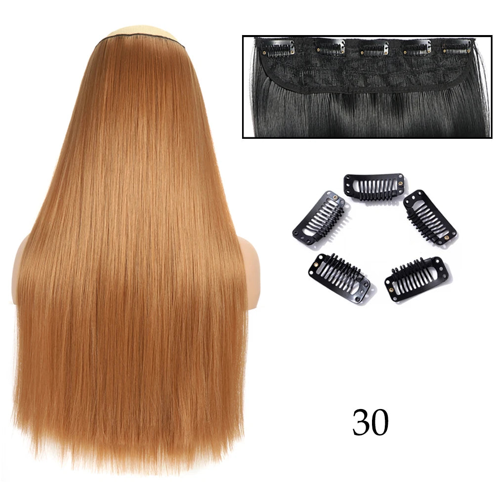 Hairstar 24" Long Straight Curly One Piece 5clips Clip in Hair Extensions synthetic hairpieces for woman
