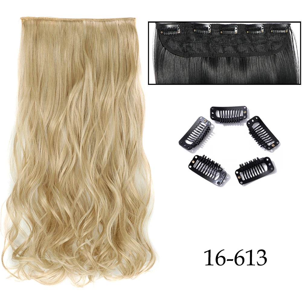 Hairstar 24" Long Straight Curly One Piece 5clips Clip in Hair Extensions synthetic hairpieces for woman