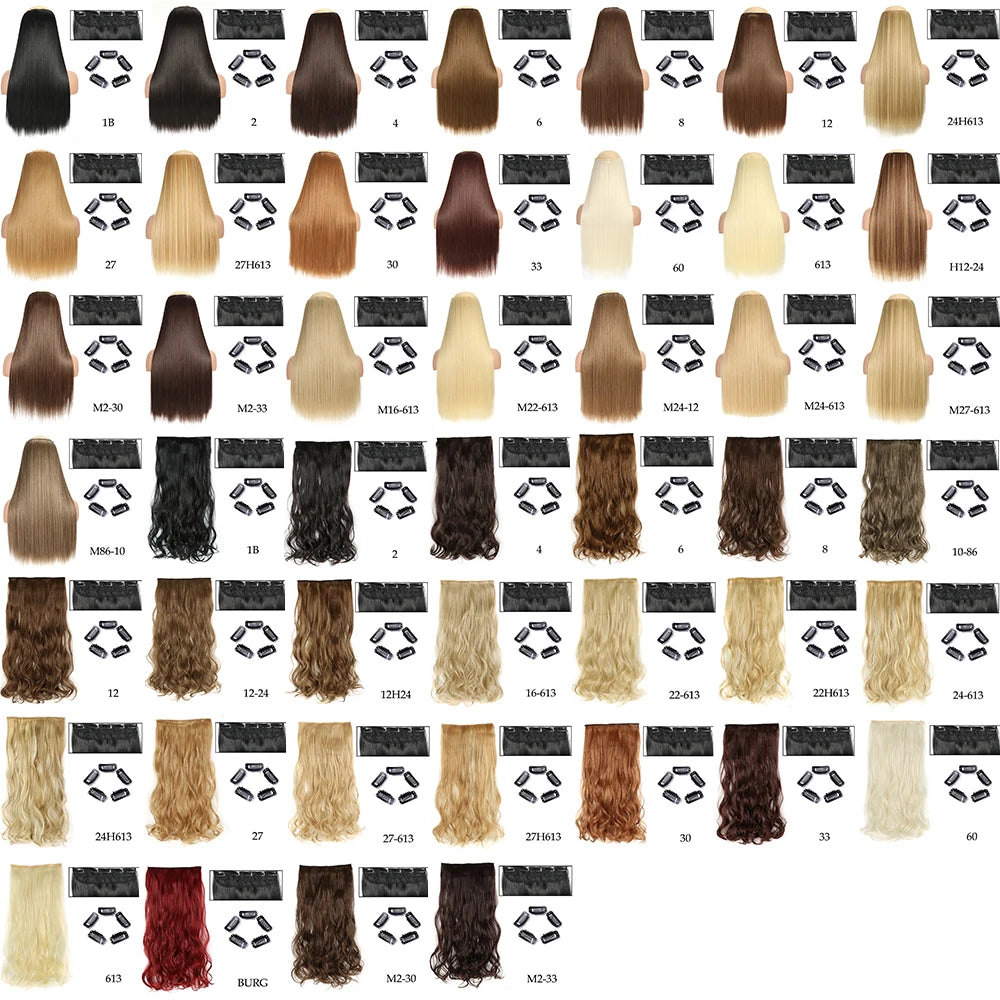 Hairstar 24" Long Straight Curly One Piece 5clips Clip in Hair Extensions synthetic hairpieces for woman