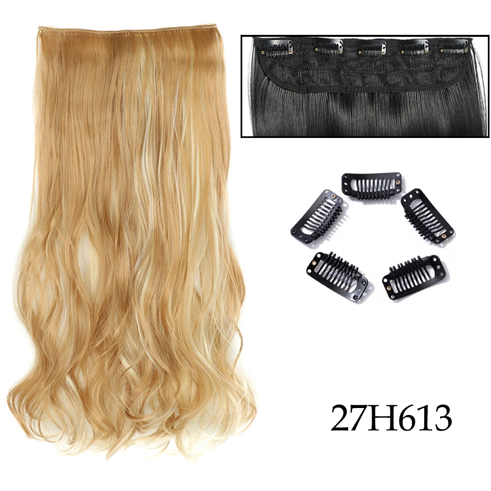 Hairstar 24" Long Straight Curly One Piece 5clips Clip in Hair Extensions synthetic hairpieces for woman