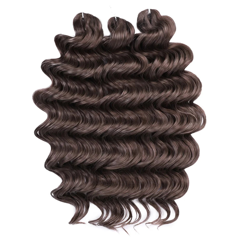 24 Inch Brown Blonde Pink Synthetic Body Loose Deep Wave Braiding Hair Extensions Water Wave Twist Crochet Curly Hair for Women