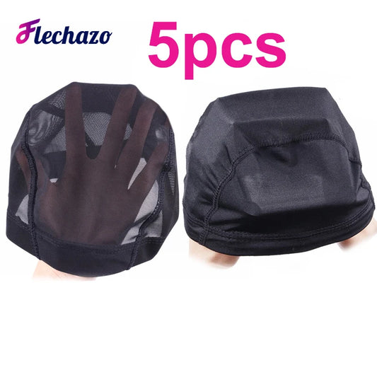 5 Pcs Durable Dome Wig Cap Breathable Mesh Wig Cap for Making Wigs Black Weaving Cap Elastic Hairnets Wig Caps for Women S M L