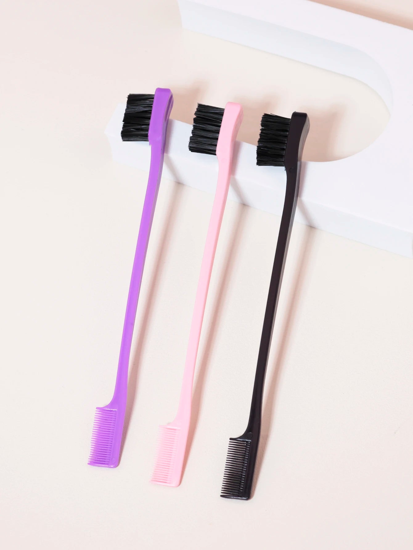 3pcs hair comb eyebrow brush comb double-sided edge control bursh back brush comb, hair styling tool Special for real hair wigs