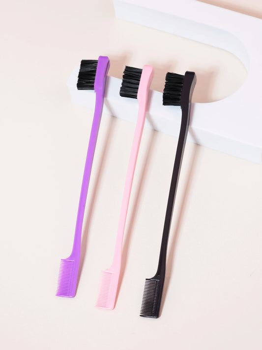 3pcs hair comb eyebrow brush comb double-sided edge control bursh back brush comb, hair styling tool Special for real hair wigs