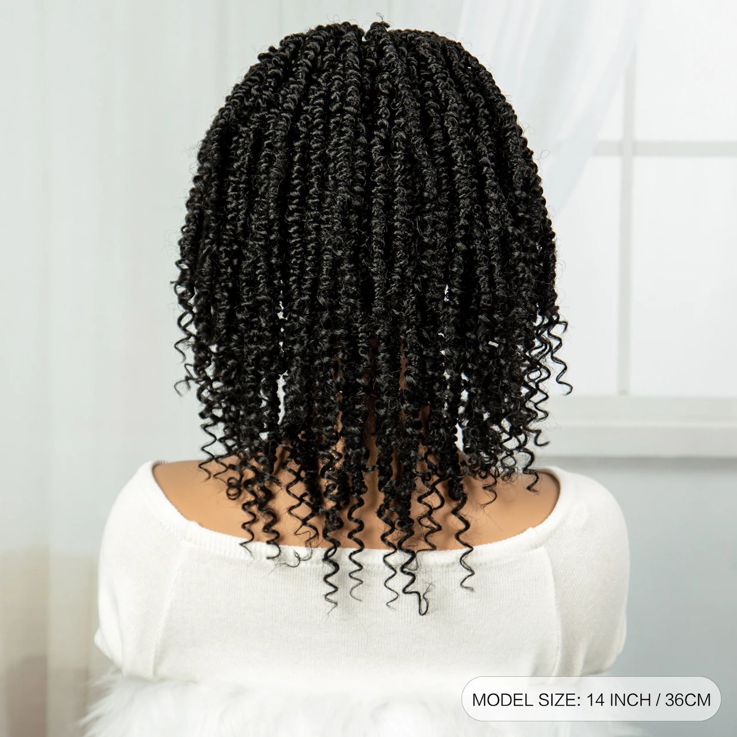 Knotless Box Braided Wigs Short Twist Braided Bob Wigs Synthetic Lace Front Braids Wigs with Curly Ends Handmade Braided Wigs