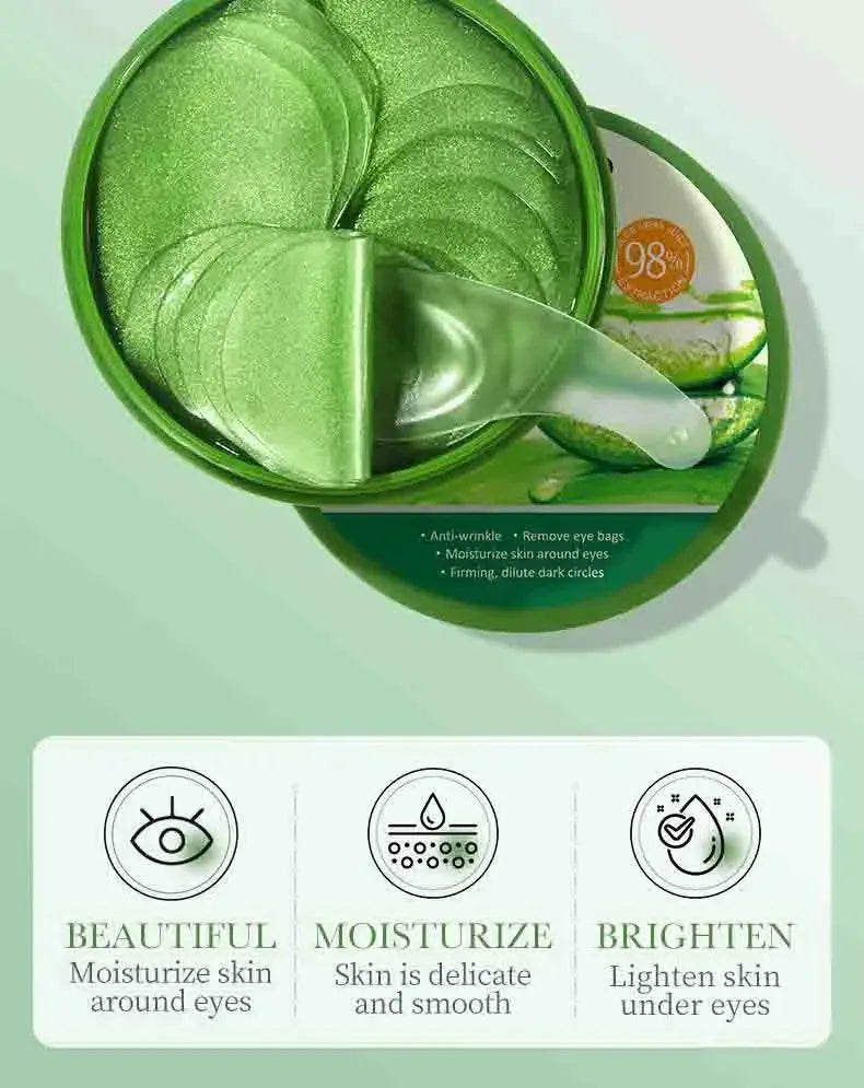 Aloe Vera Collagen Eye Masks – Anti-Wrinkle & Hydrating, 60pcs Reduce dark circles & puffiness with collagen-rich aloe vera eye patches.
