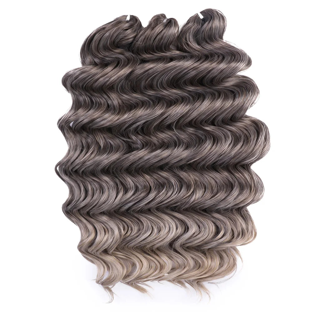 24 Inch Brown Blonde Pink Synthetic Body Loose Deep Wave Braiding Hair Extensions Water Wave Twist Crochet Curly Hair for Women
