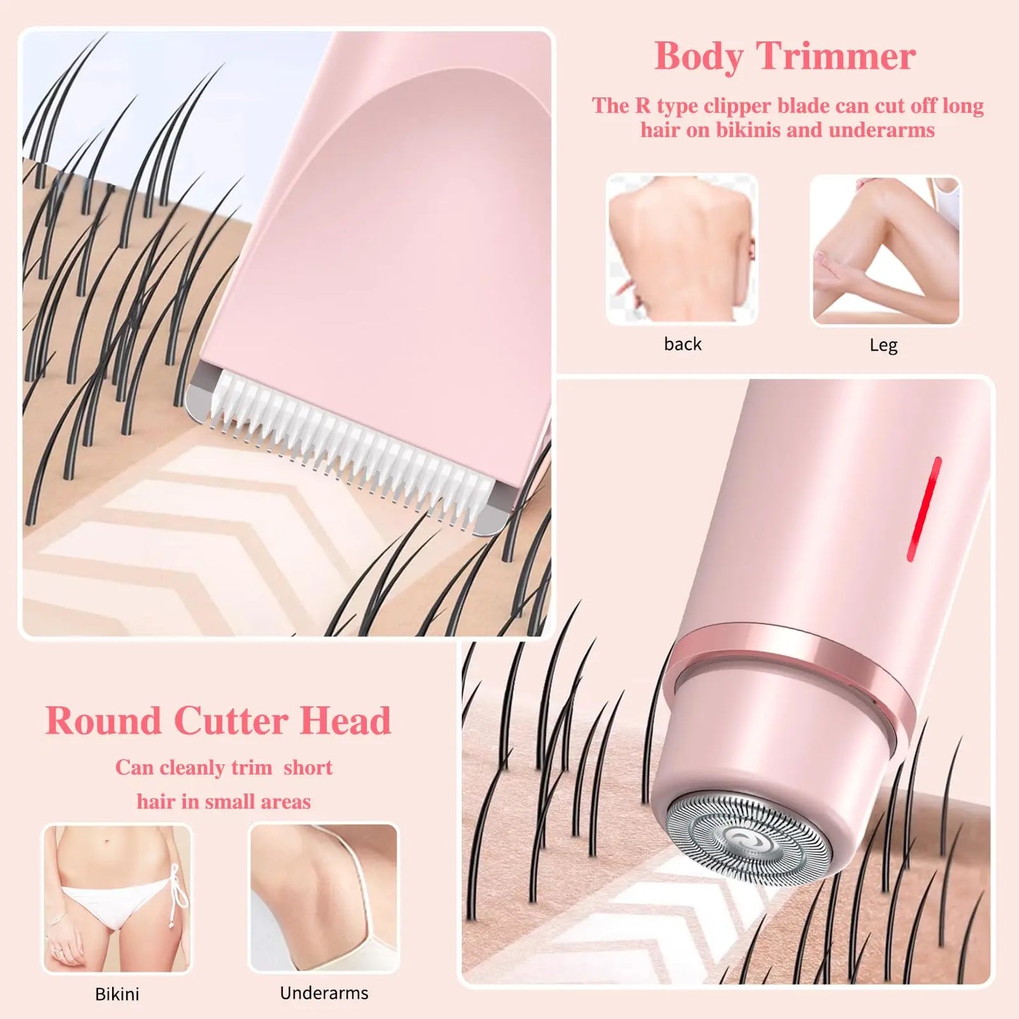 Electric Razor & Bikini Trimmer  2-in-1 Dual Head, Wet & Dry, detachable blade, Smooth painless shaving.