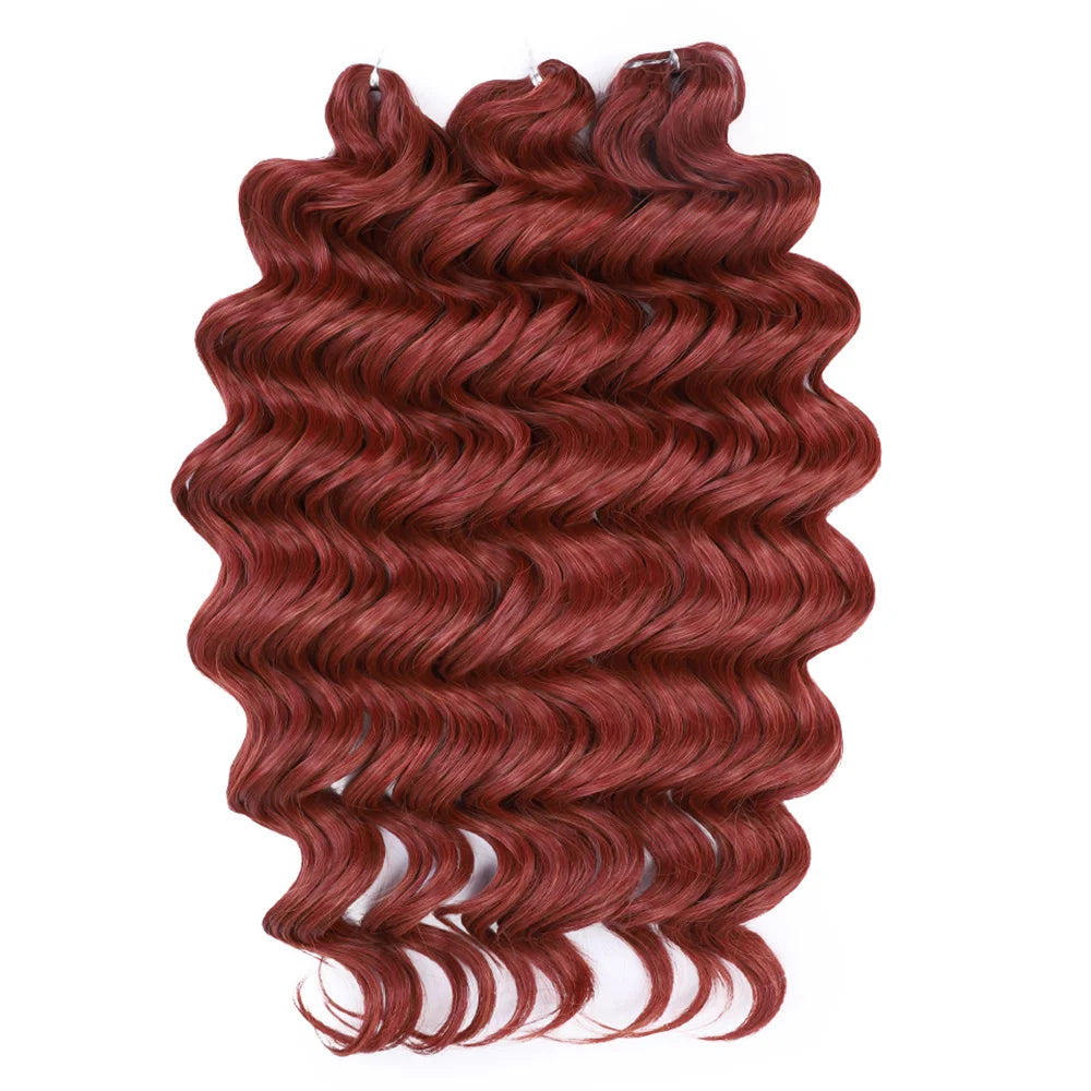 24 Inch Brown Blonde Pink Synthetic Body Loose Deep Wave Braiding Hair Extensions Water Wave Twist Crochet Curly Hair for Women