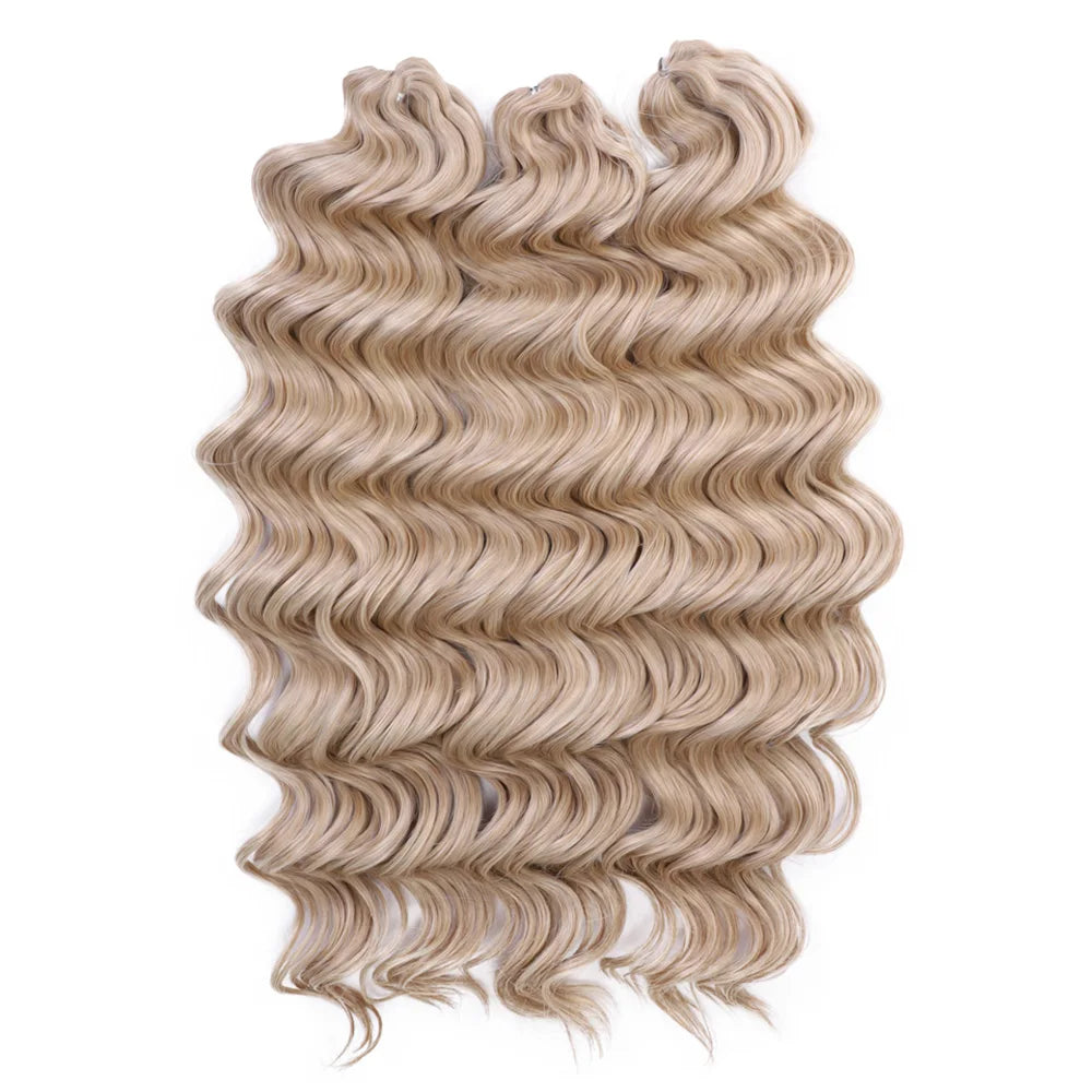 24 Inch Brown Blonde Pink Synthetic Body Loose Deep Wave Braiding Hair Extensions Water Wave Twist Crochet Curly Hair for Women