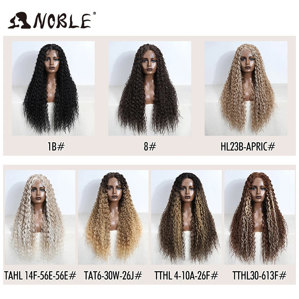 Noble Synthetic Lace Wig Long Curly 31 Inch Ombre Blonde Lace Front Wigs For Black Women Heat Resistant Cosplay Lace Wigs